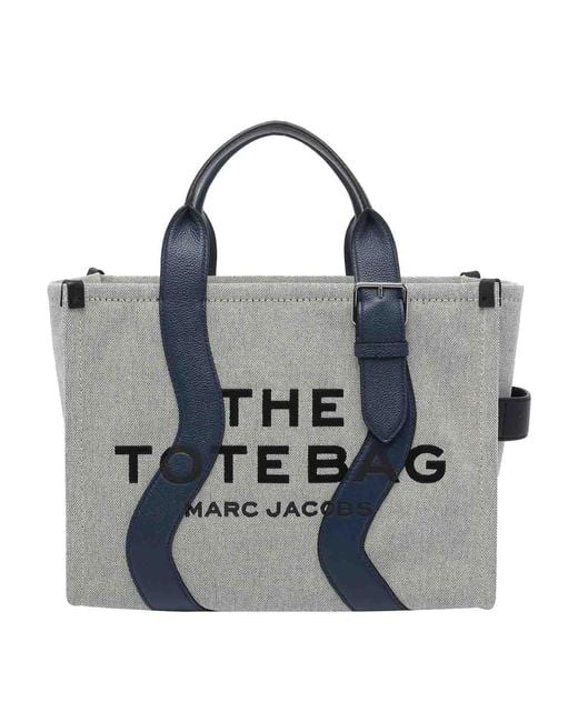 Marc Jacobs Blue The Wavy Canvas Medium Tote Bag