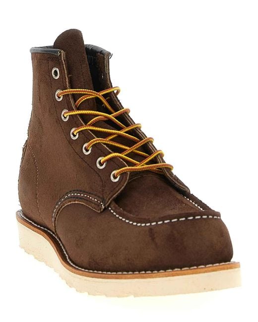 Red Wing Brown Classic Moc Ankle Boots for men