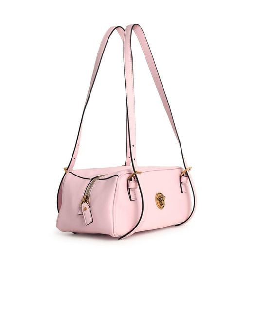 Versace Pink Emblme' Nappa Leather Bowling Bag