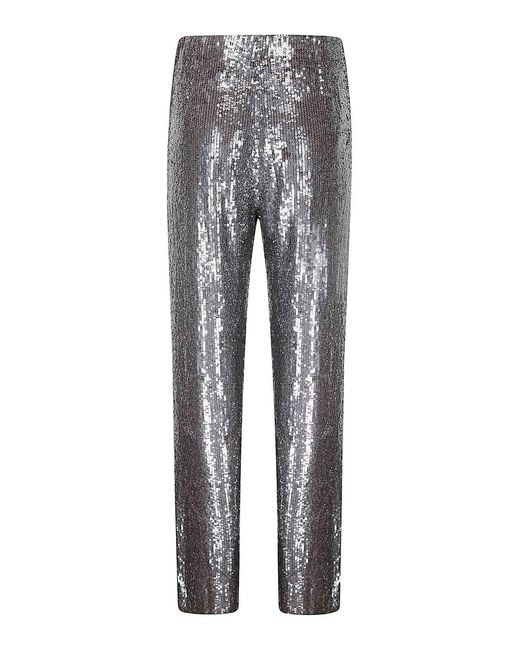 P.A.R.O.S.H. Gray Sequined Trousers With Elasticated Waist