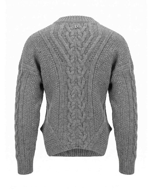 Dondup Gray Slim Round Neck Sweater