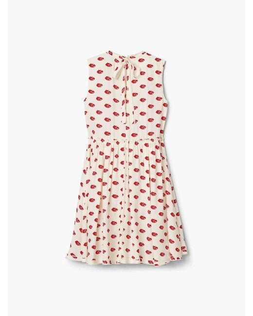 Marc Jacobs White Lips Pleated Midi Dress