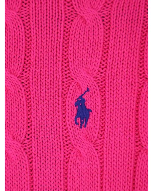Polo Ralph Lauren Pink Cotton Sweater With Embroidered Front Logo