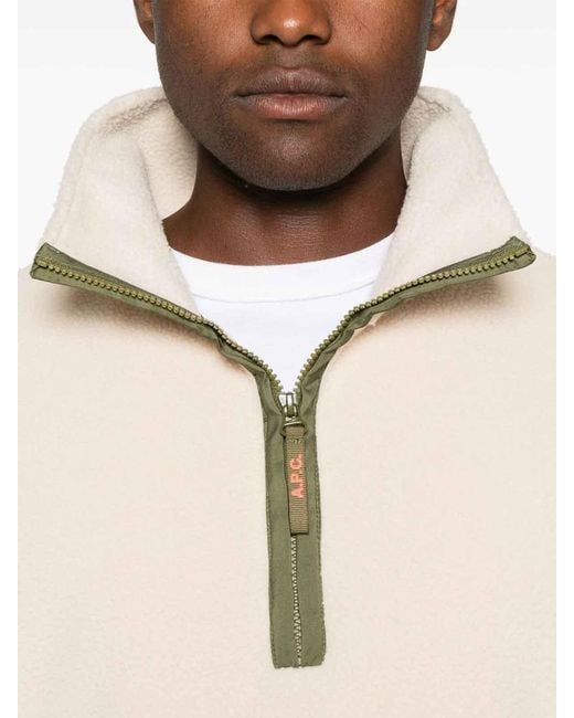 A.P.C. White Zip-Up Sweatshirt for men