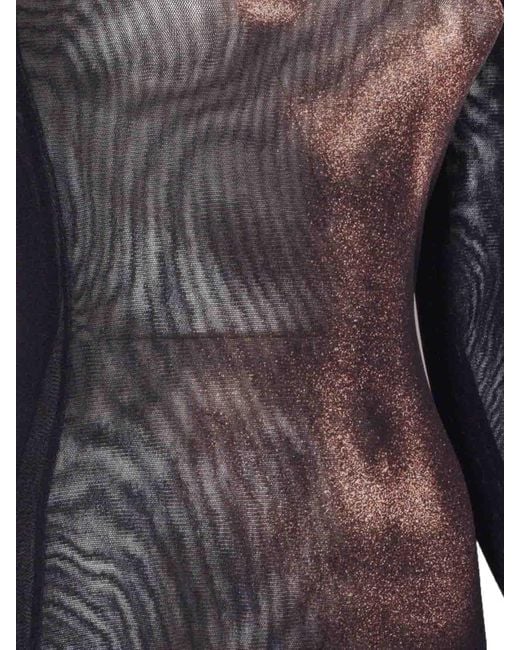 Jean Paul Gaultier Brown Body Dust Mesh Asymmetric Dress