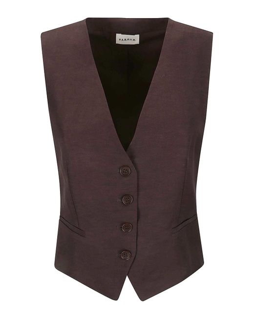 P.A.R.O.S.H. Brown Vest With Fitted Waist