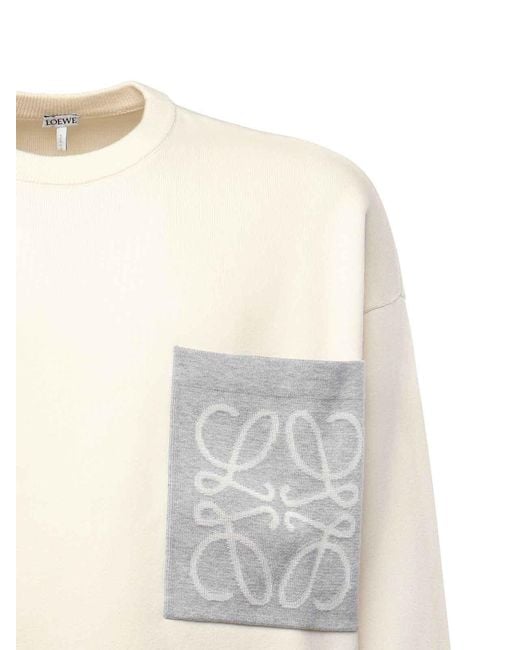 Loewe Natural Anagram Cotton Blend Sweater With Pocket for men