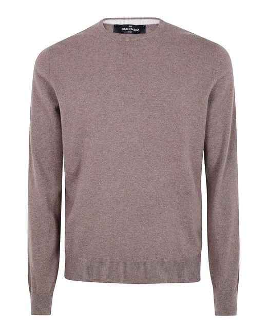 Gran Sasso Brown Round Neck Round Neck Sweater for men