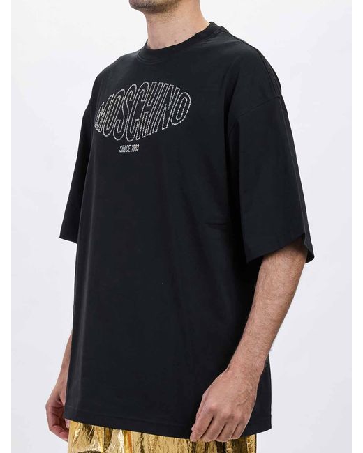 Moschino Black Cristalli Logo Sport T-Shirt for men