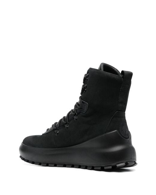 Stone Island Black Lace-Up Ankle Boots for men