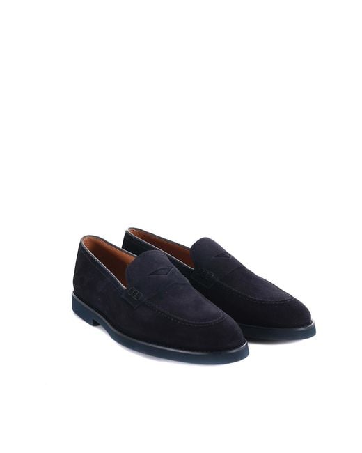 Doucal's Blue Doucals Suede Moccasins for men