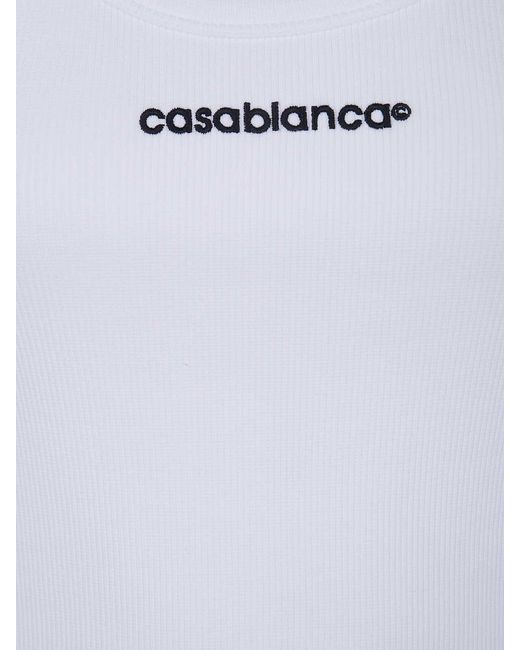 Casablanca White Ribbed Tank Top
