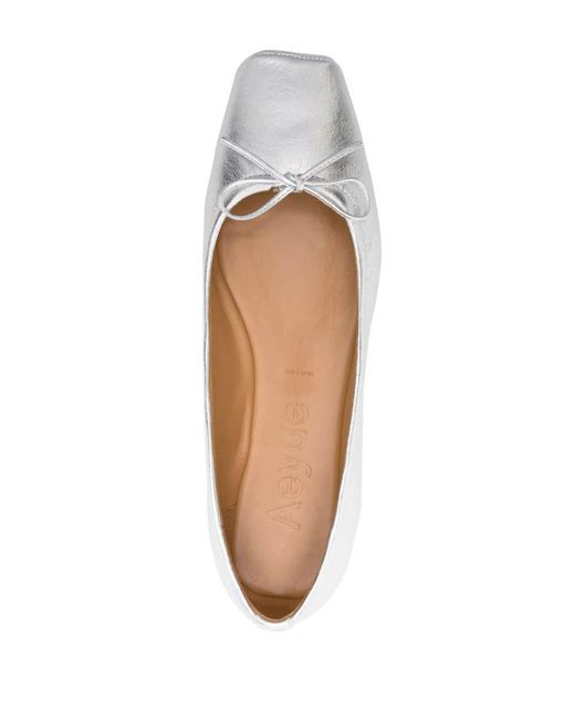 Aeyde White Gabriella Laminated Flat Shoes