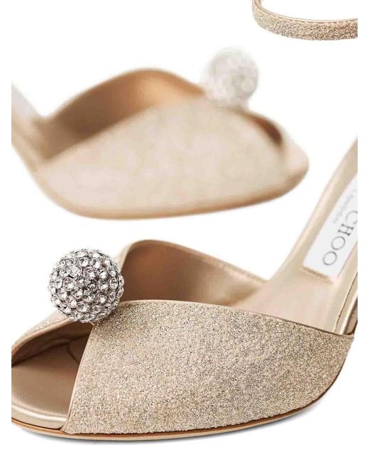 Jimmy Choo White Sacora 85Mm Crystal Embellished Sandals