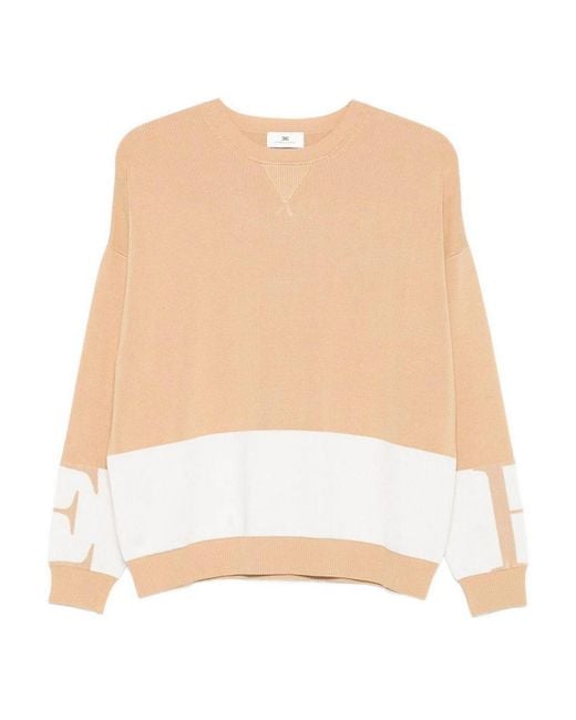 Elisabetta Franchi Natural Tricot Crewneck Sweater
