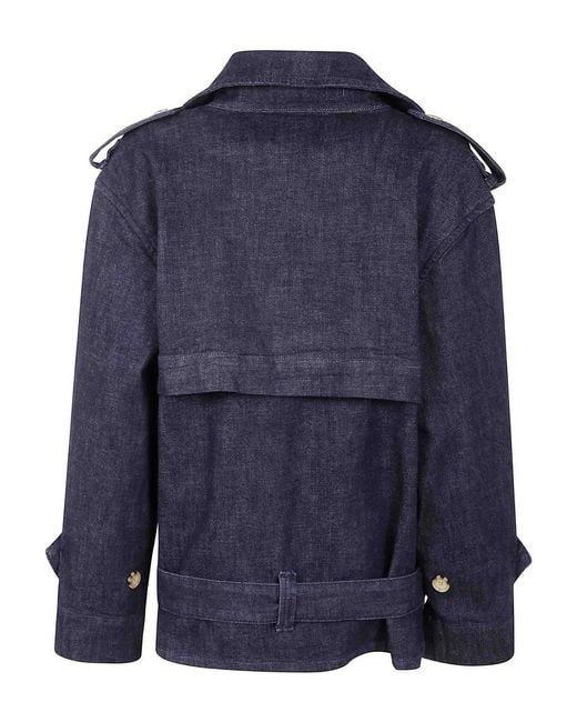 Self-Portrait Blue Denim Trench Jacket