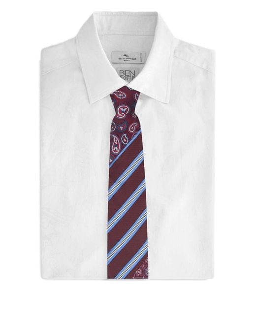 Etro Purple Burgundy Jacquard Silk Tie for men