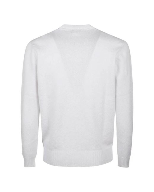 Drumohr White Long Sleeve Crew-Neck Sweater for men