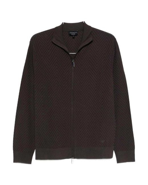 Emporio Armani Black Chevron Cardigan for men