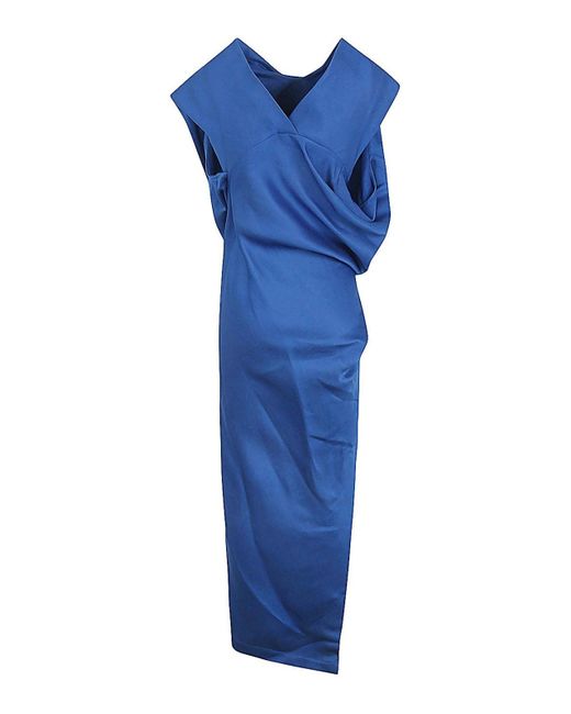 Pleats Please Issey Miyake Blue Enveloping Long Dress