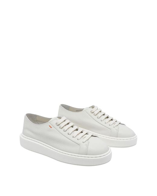 Santoni White Leather Sneakers