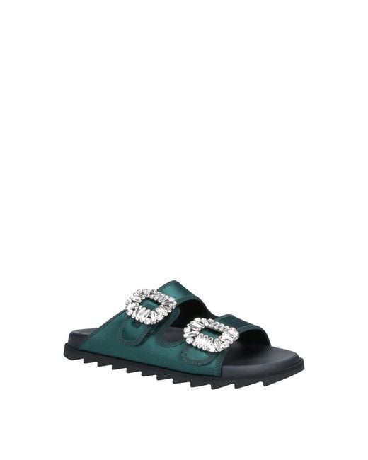 Roger Vivier Green Mules Slidey Viv