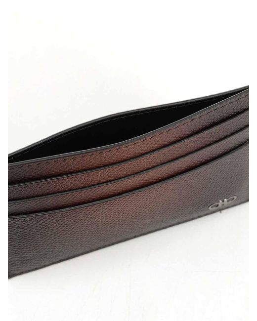 Ferragamo Brown Gancini Credit Card Holder for men