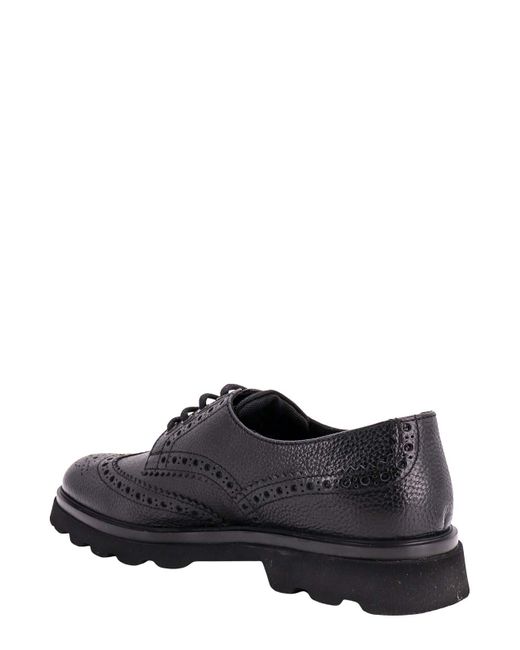 Doucal's Black Leather Lace-up Shoe for men