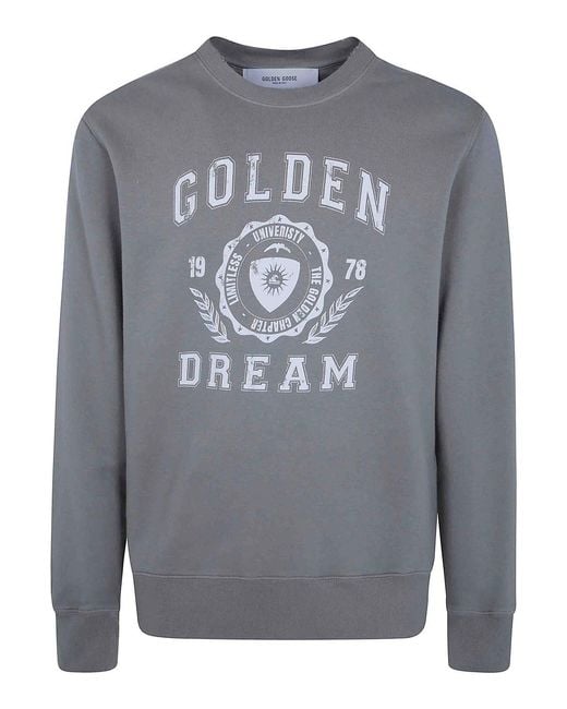Golden Goose Deluxe Brand Gray Dyed Crew Neck Sweatshirt Cotton Fleece for men