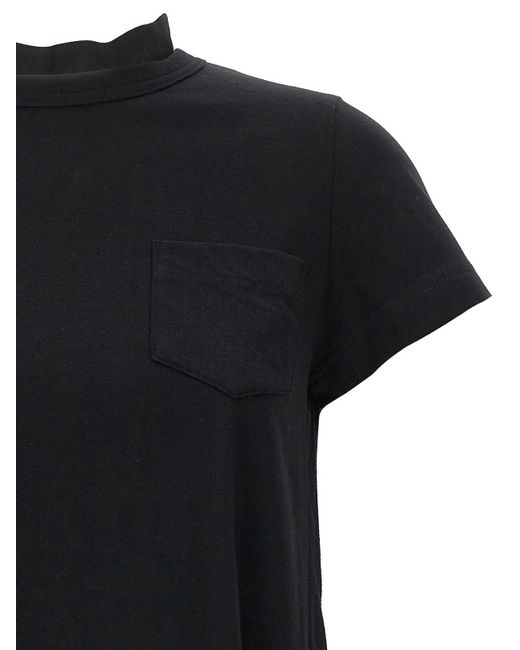 Sacai Black Back Pleated T-shirt