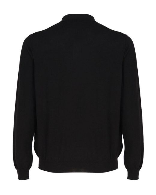 Malo Black Long-sleeved Polo Shirt for men