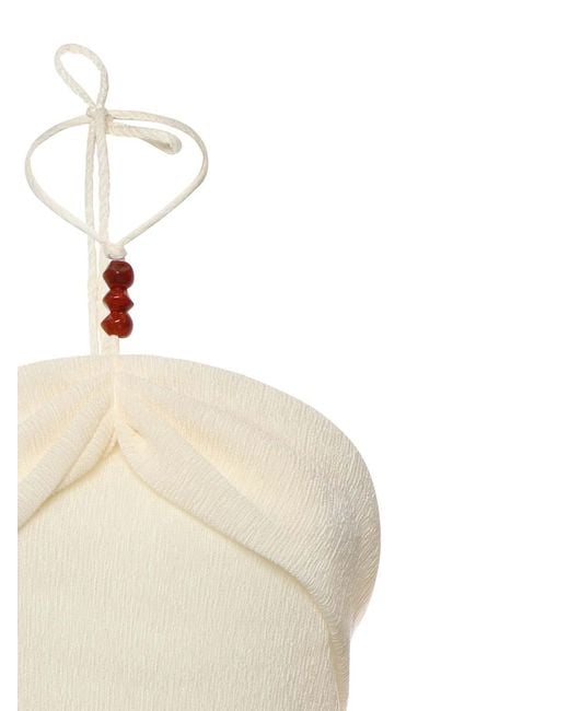 Magda Butrym Natural Draped Top With Beads