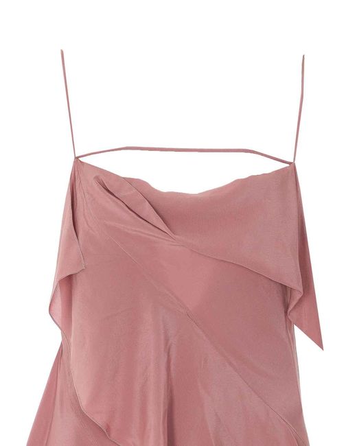 Patrizia Pepe Pink Draped Ruffled Maxi Dress