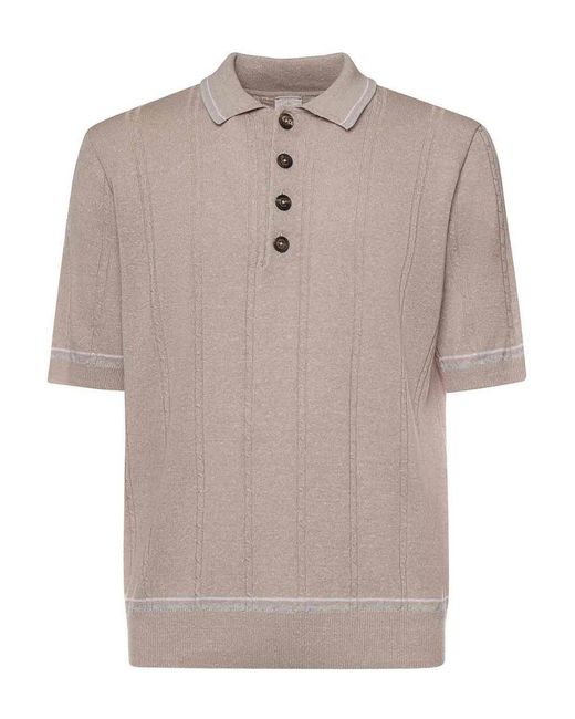 Eleventy White Linen And Cotton Polo Shirt for men