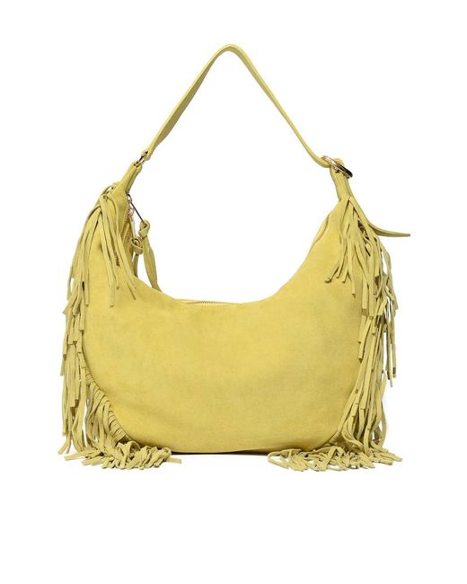 Orciani Metallic Isola Peach Fringe Small Shoulder Bag