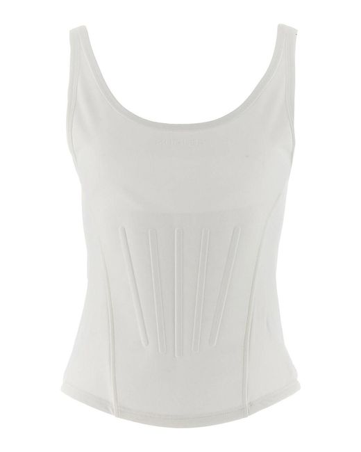 Mugler White Corseted Tank Top