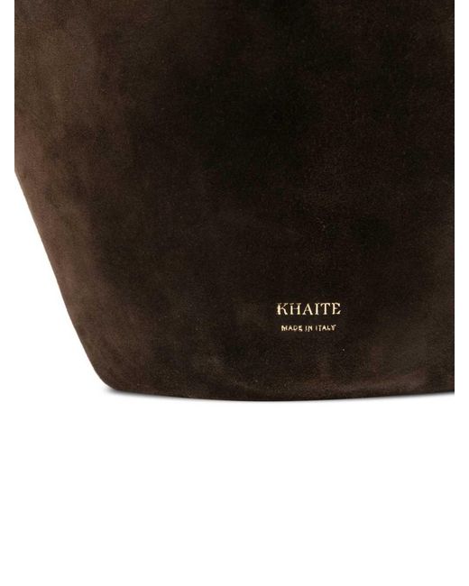 Khaite Brown Lotus Mini Leather Bucket Bag