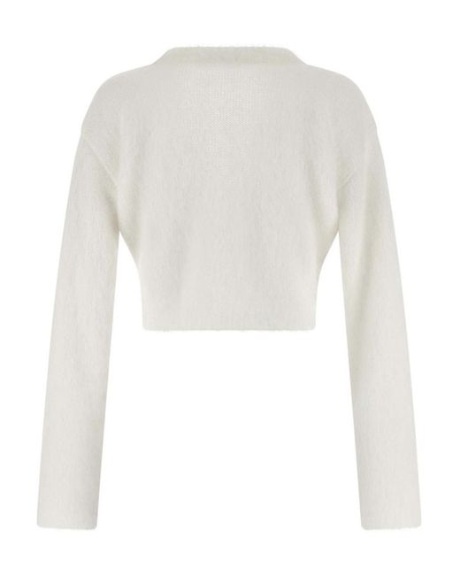 Alessandra Rich White 'Carded Mohair' Cardigan