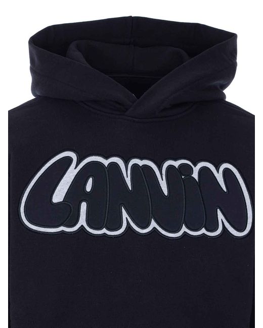 Lanvin Blue Hoodie Wigth Patch Logo On The Front for men