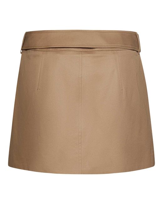 Burberry Natural Brielle Cotton Gabardine Miniskirt
