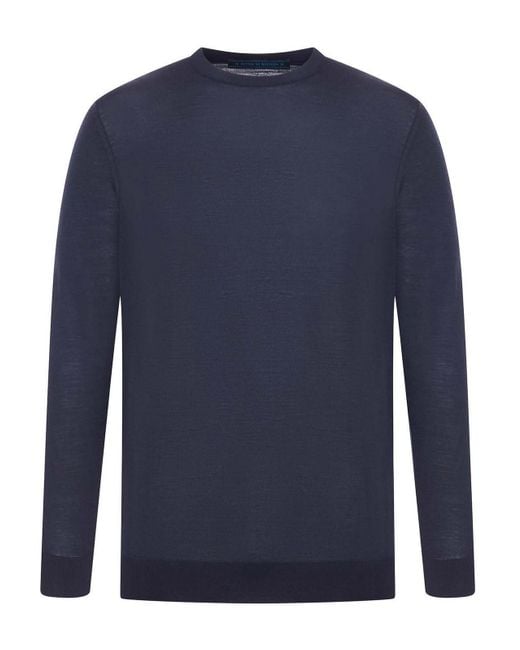 Kiton Blue Crewneck Sweater for men