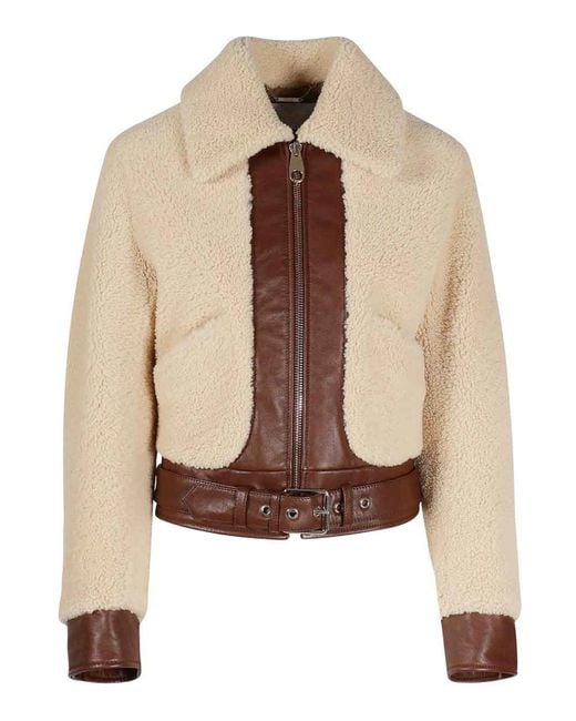 Chloé Natural Cropped Bomber Style Jacket