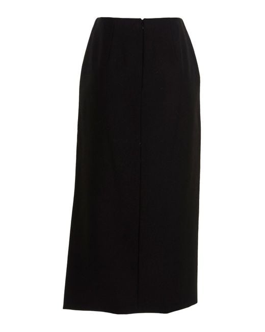 McQueen Black Wool Midi Skirt