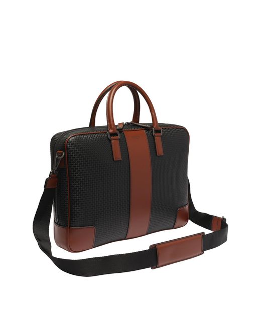 Serapian Black Extra Slim Business Bag for men