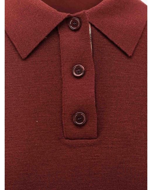 Lightweight Wool Polo Knitwear Bordeaux-Donna di Burberry in Red