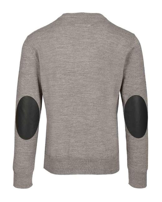MM6 by Maison Margiela Gray Crewneck Sweater With Patches for men