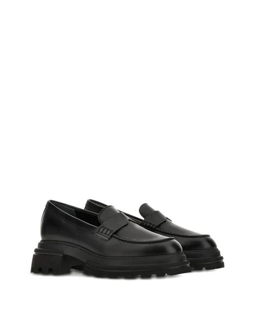 Hogan Black 10-Storey Smooth Leather Loafers