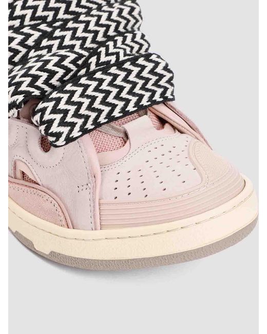Lanvin Pink Leather Curb Sneakers