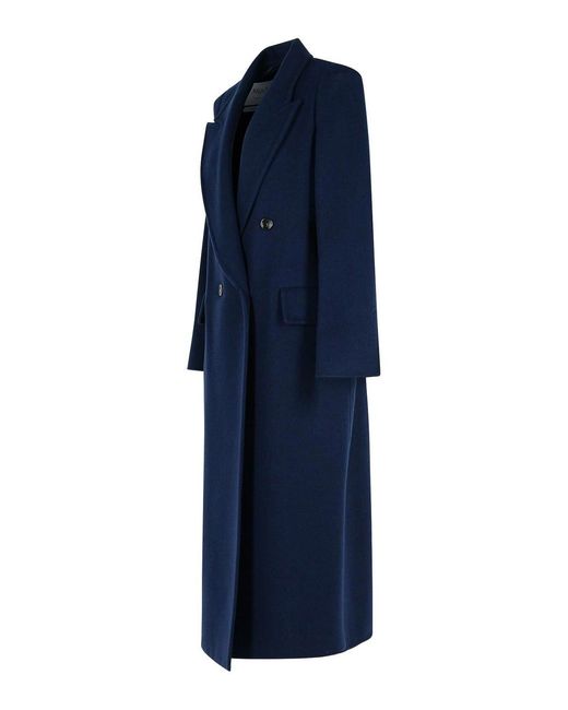 Max Mara Blue Albania Virgin Wool Blend Coat