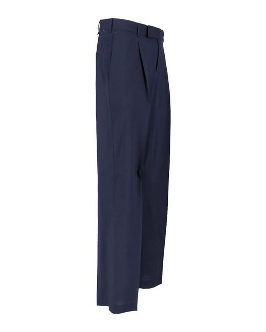 PT Torino Blue Virgin Wool Trousers for men
